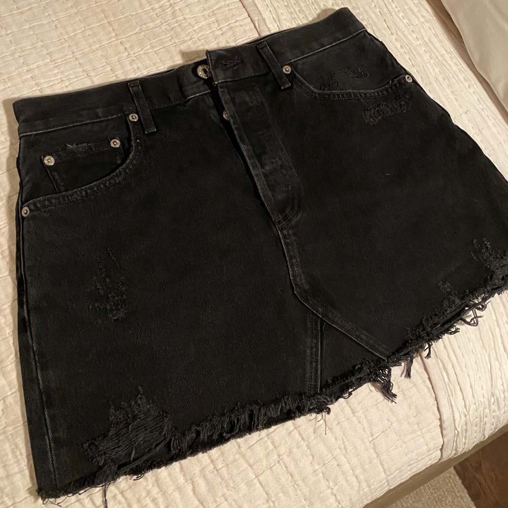 AGOLDE black denim mini skirt
